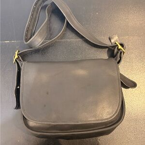 Vintage COACH #9951 Patricia's Legacy Black Leather Front Flap Crossbody Bag